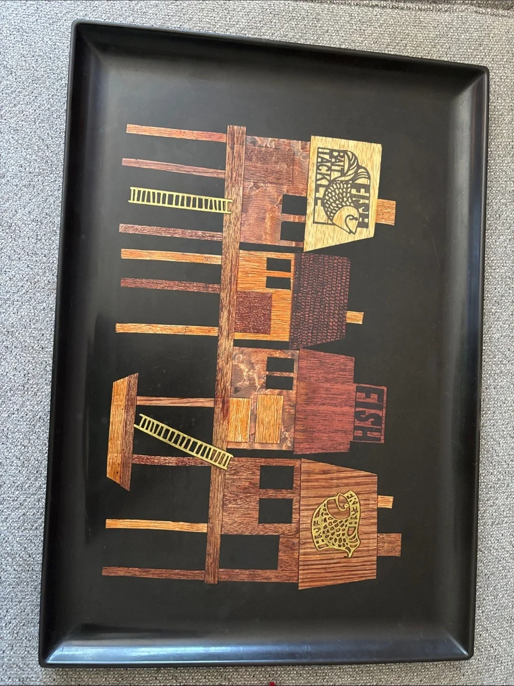 Couroc of Monterey vintage Tray with fisherman’s wharf scene